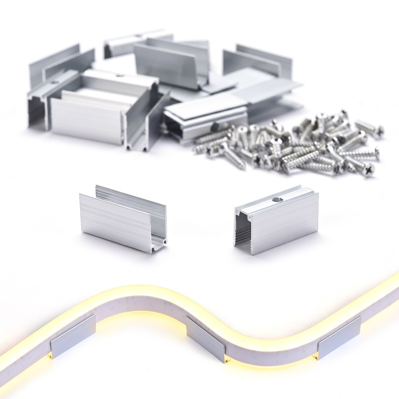Yescom 20x 2" LED Track Channel 7x10mm Aluminium Mounting Clips for Rope Lights