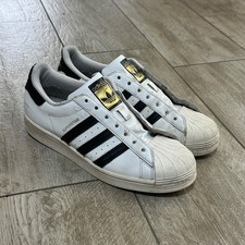 Adidas Superstar Puntera Concha Hombres Zapatos Tenis Talla 9 EE. UU. Negro Blanco Necesita Cordones