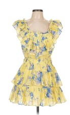 Loveshackfancy Yellow Floral Ruffle Dress Size S