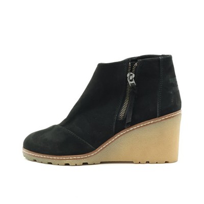 TOMS Damen Wedge Boot Boots Schwarz Wildleder Reißverschluss Stiefelette EU 37,5