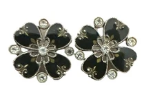 Black Petal Flower Earrings