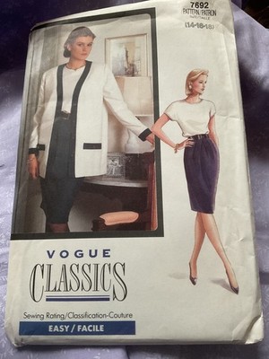 Vintage Vogue Classics 7692 Easy - Jacke & Kleid Schnittmuster Gr 14 16 18