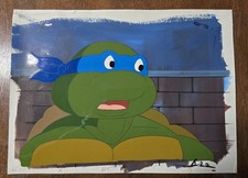 Original 1980s TMNT  Production Art Cel Leonardo profile with RARE Sewer OBG