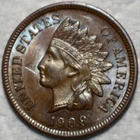 Uncirculated 1908 Indian Head Cent, Blazing & Attractively Toned.
