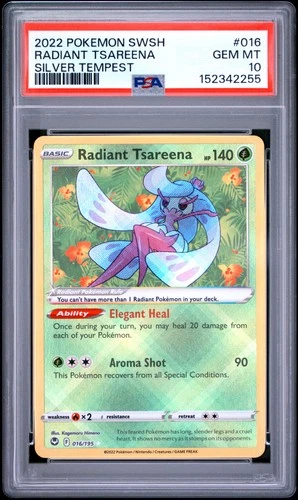 2022 POKEMON SWORD & SHIELD SILVER TEMPEST #016 RADIANT TSAREENA PSA 10