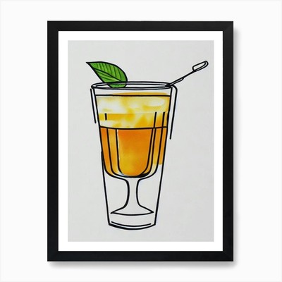 Aperol Spritz Minimal Line Zeichnung gerahmtes Wandbild Poster Leinwanddruck Bild