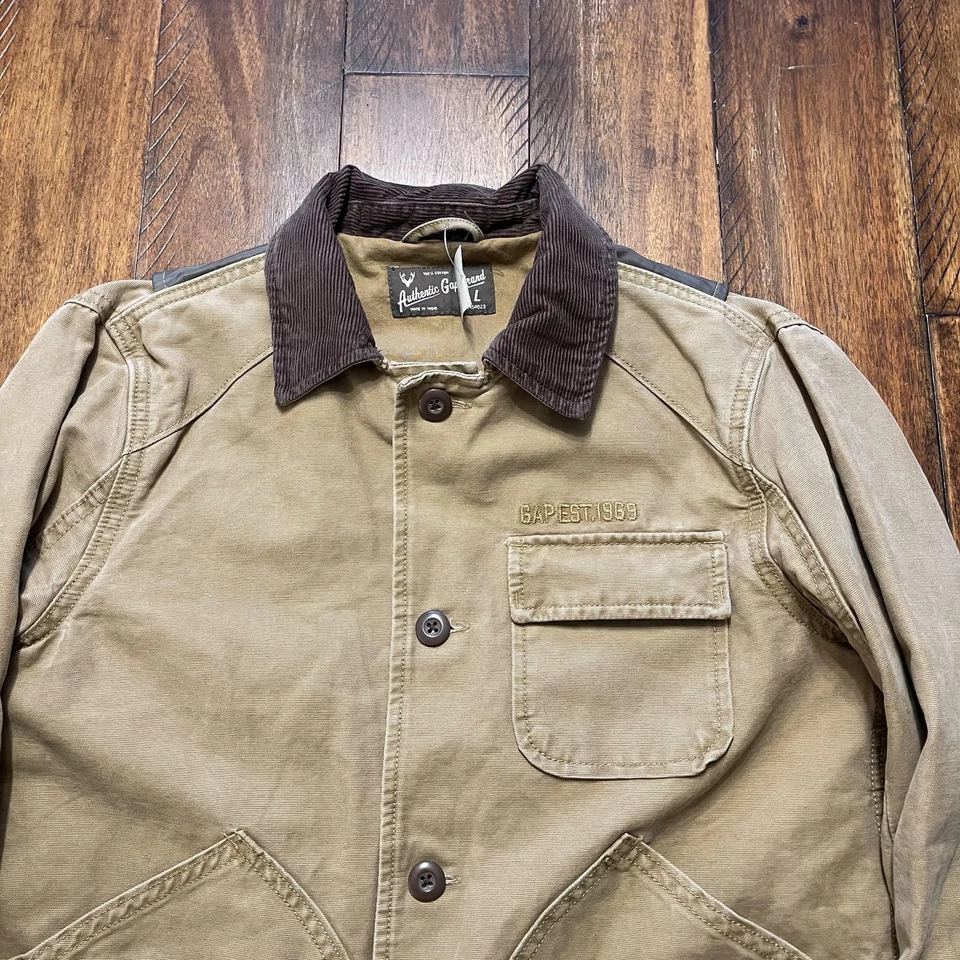 Chaqueta Gap Niños Niños Grande Tostado Lona Tareas Abrigo Granero Campo Pana Cuello Foto 3 de 4