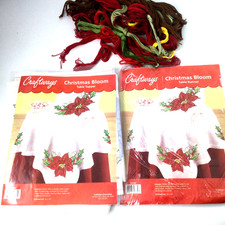 Craftways Christmas Bloom Table Runner Topper Stamped Cross Stitch Kit Read