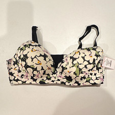 Nursing Wireless Lightly Lined Bra Black Floral 40D Style 023 01 3945