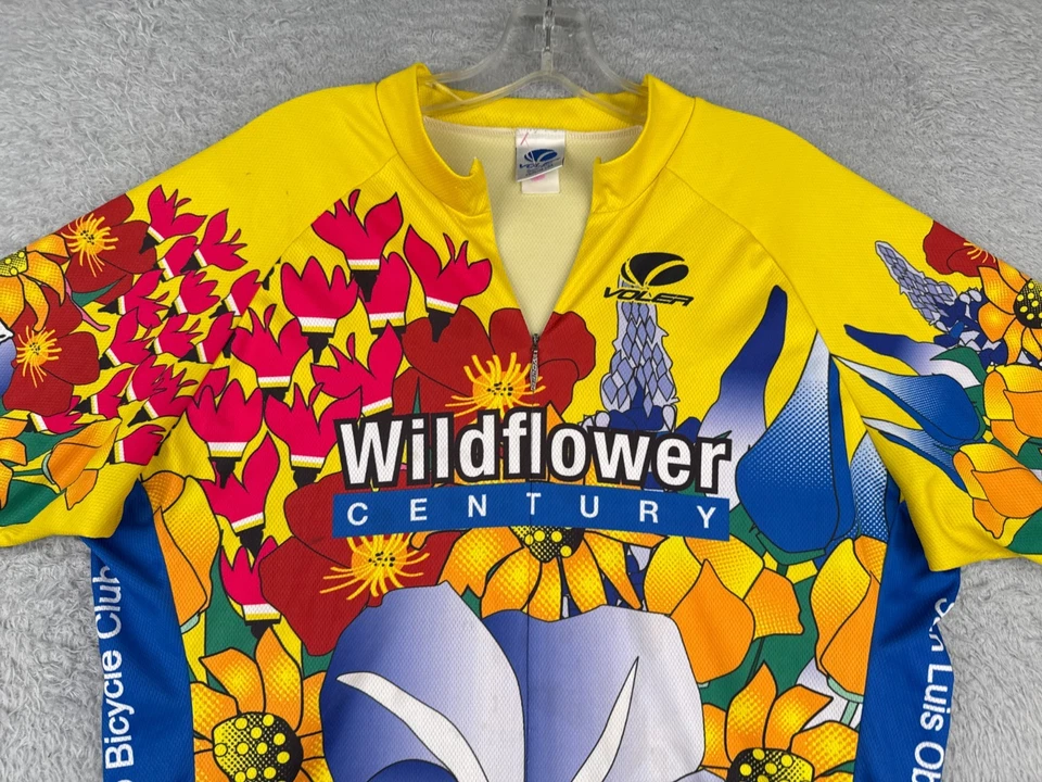 Jersey de ciclismo Voler adulto 2XL XXL azul amarillo flor silvestre siglo 1/2 cremallera polietileno Foto 4 de 4