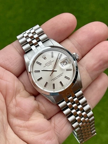 1972 Rolex Oyster Perpetual Date Jubilee Steel Ref 1500 Vintage Watch + Box