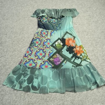 Save-The-Queen Womens Dress Size L Slim Elastic Turquoise Teal Lined