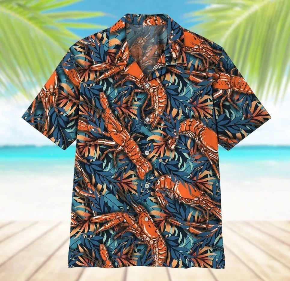 Shrimp Hawaiian Shirt, Lobster Aloha Tropical Shirt, Seafood Lover Beach Summer