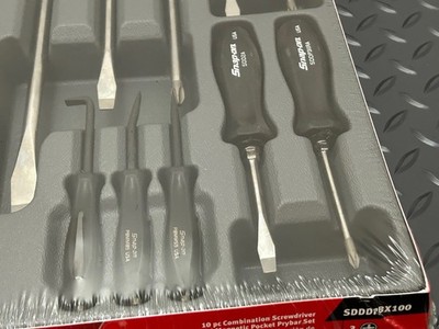 Snap On 10pc Black Hard Handle Combination Screwdriver Prybar Set