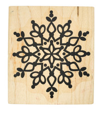 Geometric Snowflake -Large Wood-Mounted Rubber Stamp