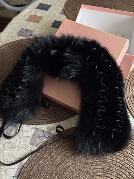 Women Blugirl Blumarine Fur Collar Black 38