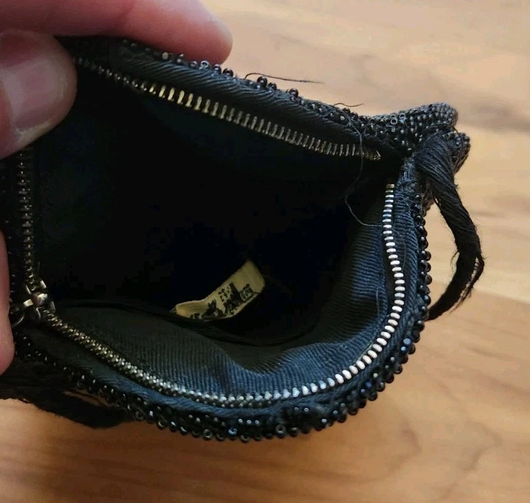 复古法国黑色微珠手提包钱包 ( J. W. Robinson Company LA ) — 第 4/4 张图片