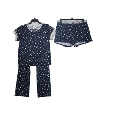 LUCKY BRAND Navy Blue Star Print Soft Cozy Sleepwear Pajama Set Women's Size M M