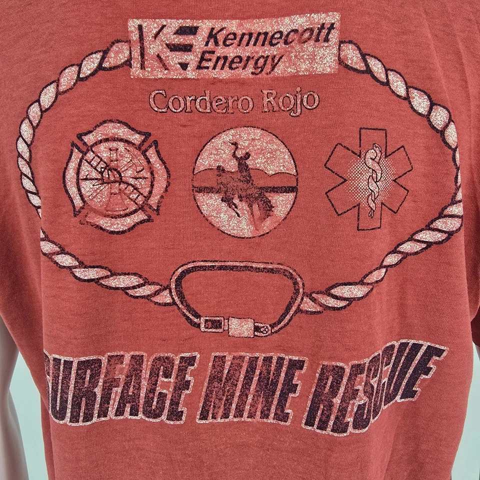 Vintage 1990s Kennecott Energy Cordero Rojo Surface Mine Rescue T-Shirt (L) - Image 2 of 4