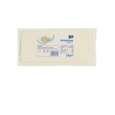 aro Hirtenkäse in Blockform   Nettofüllmenge: 2 kg   45 % Fett i. d. Tr.