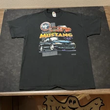 Vintage Ford Mustang Shirt Hot Rod Car Shelby Racing black auto Tee 1960s 1990s