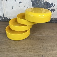 Vintage Interdesign Swivel Desk Top Jewelry Trinket Organizer Yellow With Lid
