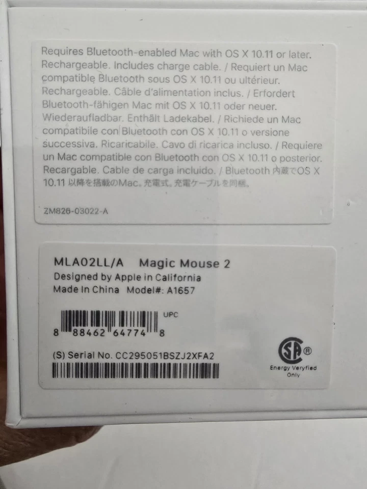 Apple Magic Mouse 2 A1657 Wireless Bluetooth Mouse White NEW Sealed Box - Image 3 of 3