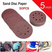 50PCS 5" 8 Hole 80/120/180/240/320 Grit Sanding Disc Sandpaper Hook and Loop 0.41 per gallon