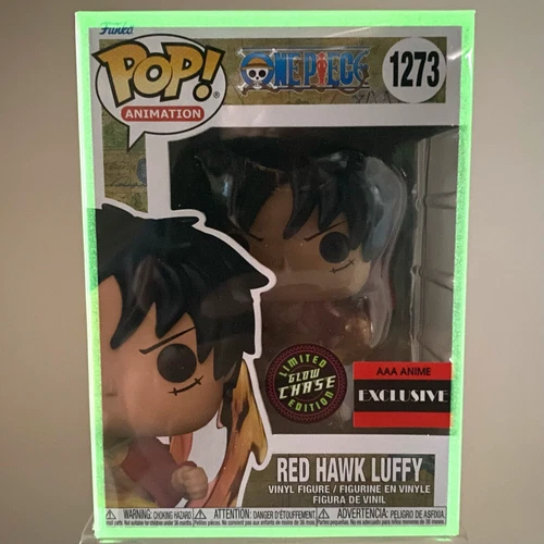 Chase GITD One Piece Luffy Red Hawk Funko Pop Exclusive Figure in GITD Protector
