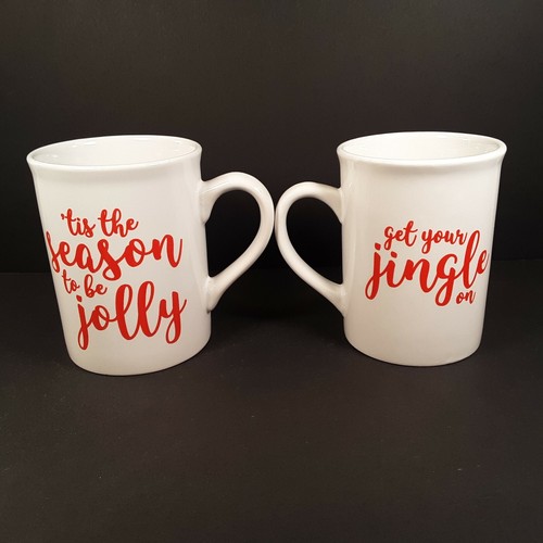 2 Christmas Holiday Coffee Mugs Large 14oz Get Your Jingle On - Tis The Season - Picture 7 of 7