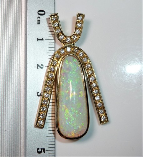 Anhänger 585 Gold 10.00 ct Opal - Australian Crystal Opal + 1.0 ct. Diamanten - Picture 11 of 12