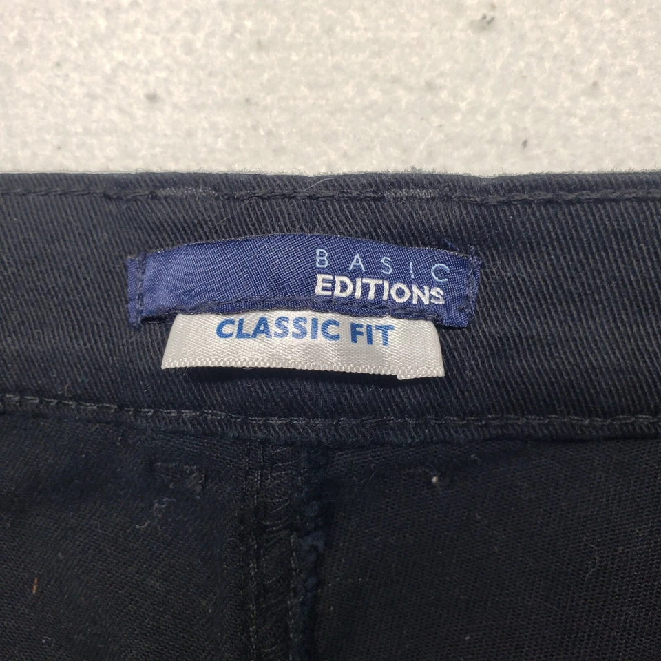 Basic Edition Solid Black Classic Fit 98% Cotton Straight Leg Pants Adult 26W - Image 3 of 4