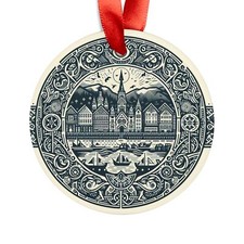BERGEN NORWAY, Norwegian Travel, Personalized Round Acrylic Ornament Gift