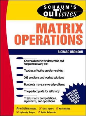 Schaum's Outline of Matrix Operations by Richard Bronson (English) Paperback Boo