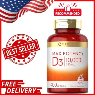Vitamin D3 10000 IU 400 Softgels | Value Size | Max Potency | by Carlyle