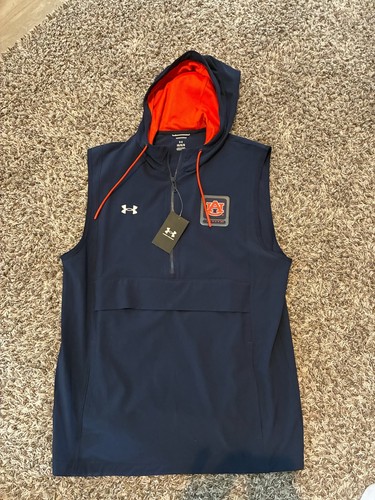 Under Armour Auburn Tigers Sideline 1/2 Zip Lightweight Hooded Pullover - Large