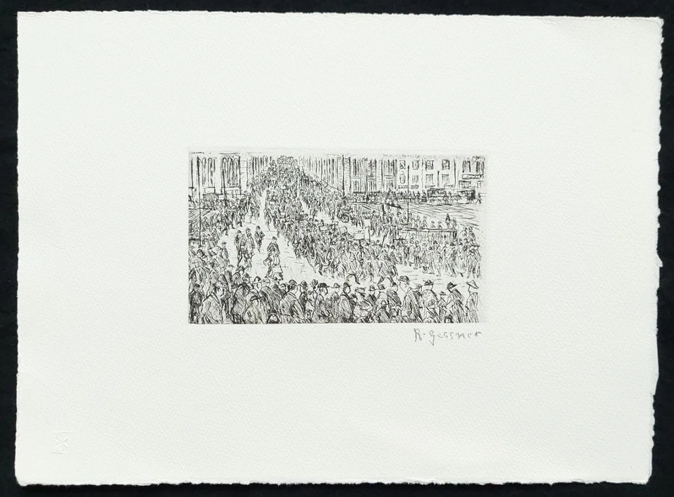 Richard Gessner Grafik Radierung Demonstration 1986 signiert - Bild 2 von 4