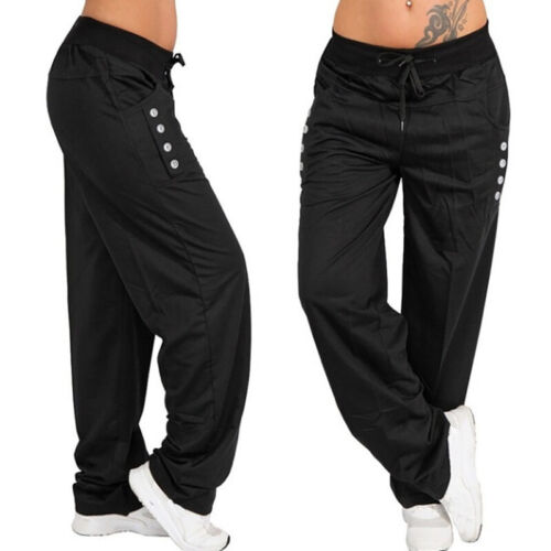 Women Trousers Loose Sweatpants Gym Sports Wide Leg Long Casual Pant Jogger 67UK - Picture 4 of 12