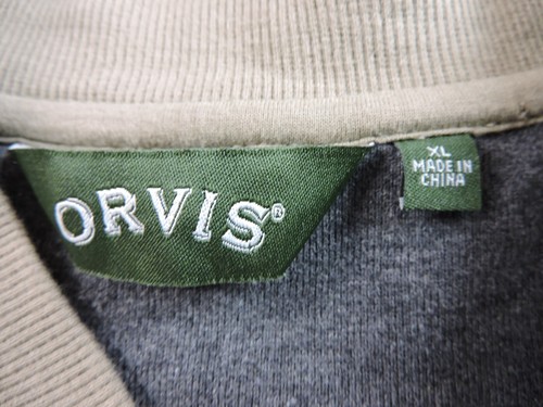 Orvis Mens XL Full Zip Taupe Welt Hand Warmer Pockets Sweatshirt - Picture 14 of 14