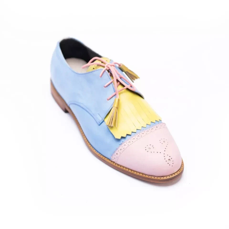 Трехцветный Brogue кожи официальный бахрома шнурует вверх вечеринки износ обувь для женщин - Изображение 2 из 4