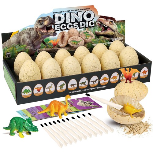 Dinosaur Eggs Excavation Dig Kit 12 Dino Eggs Dig Kit & Surprise Dinosaurs To...