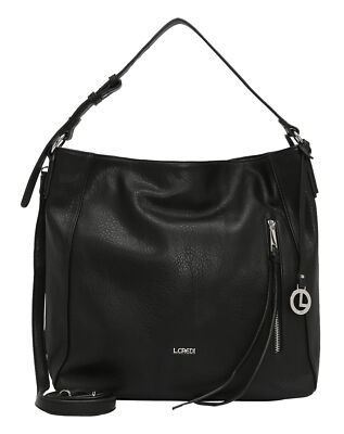 L.CREDI Jana Hobo Schultertasche Umhängetasche Tasche Black schwarz Neu