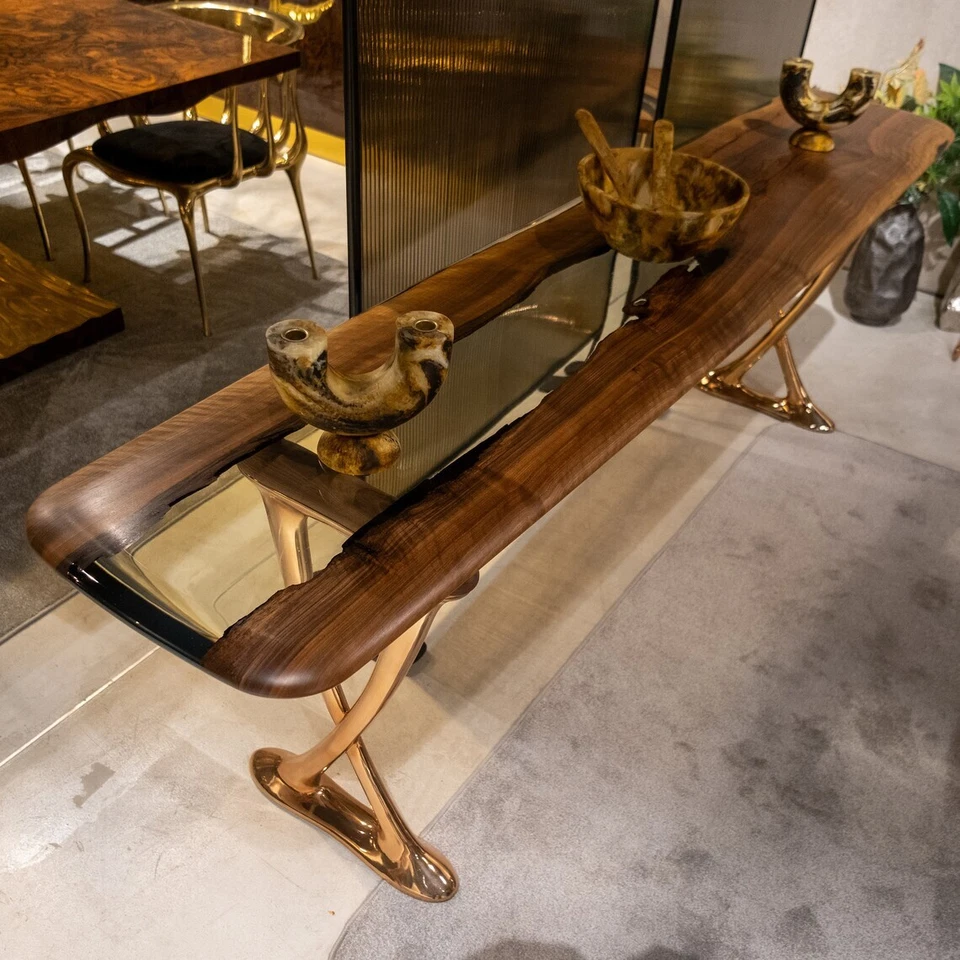 Walnut Live Edge Resin Console Table, Epoxy Hallway Table, Epoxy Resin Table Top - Image 4 of 4