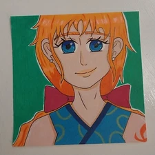 Sindy Fuhr Acrylic Painting Hand Made One Piece Fan Pop Art Title Nami A1