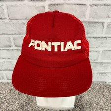 Vintage Pontiac Red Snapback Trucker Hat M/L Made In USA Cap