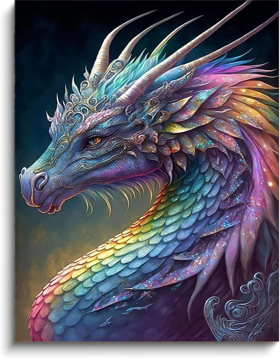 Diamond Painting Kits for Adults, 5D Colourful Dragon Diamond Art Kits Full  Dril