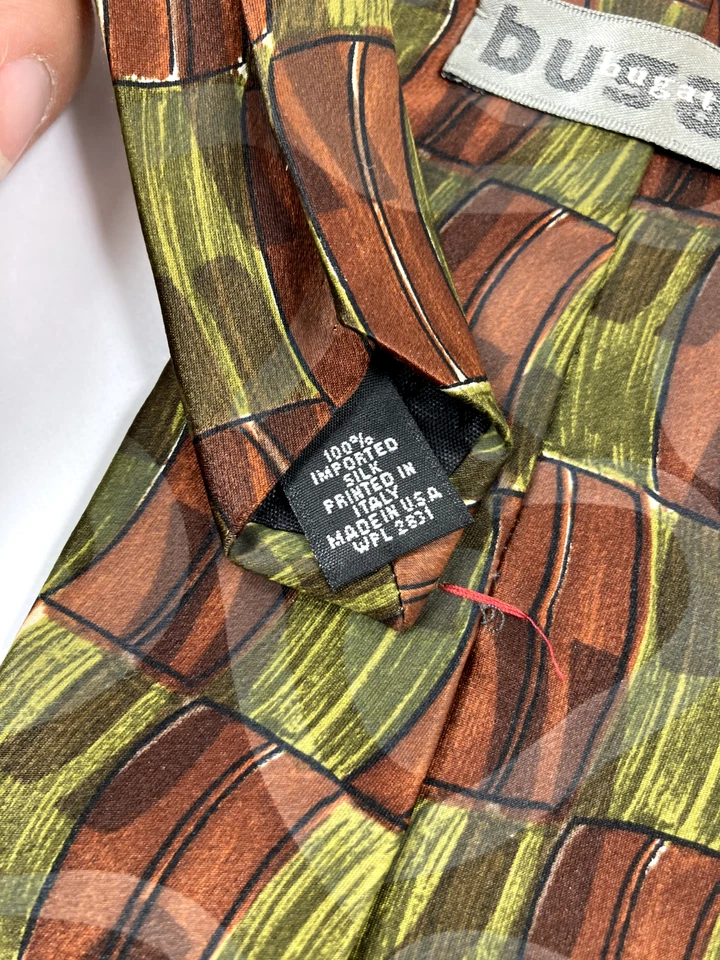 Corbata Bugatti 100 % seda naranja amarillo Foto 2 de 4