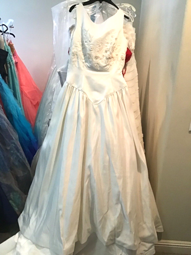 Mon Cheri Traditional Bridal ball gown Wedding Dress Ivory /rose Satin 12 New - 第 1/7 張圖片