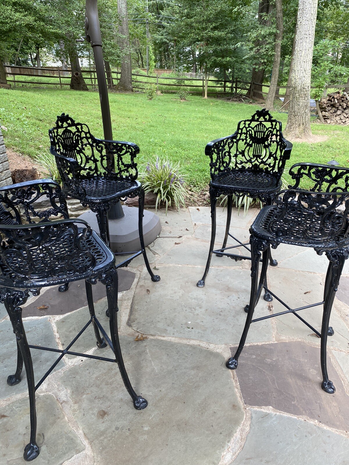 balcony height patio bistro sets on Mfstudio Classical Wrought Iron Patio Bistro Set 3 Piece Outdoor Dining Furniture With 2 Metal Swivel Chairs And 1 X Round Table For Yard Black Patio Furniture Accessories Theleatherfit Patio Furniture Sets