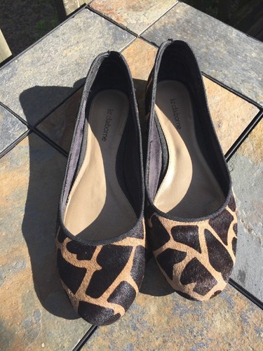 LIZ CLAIBORNE Giraffe Leopard Leather Ballet Flats Loafers Womens Shoes Sz 8.5 - Picture 3 of 7